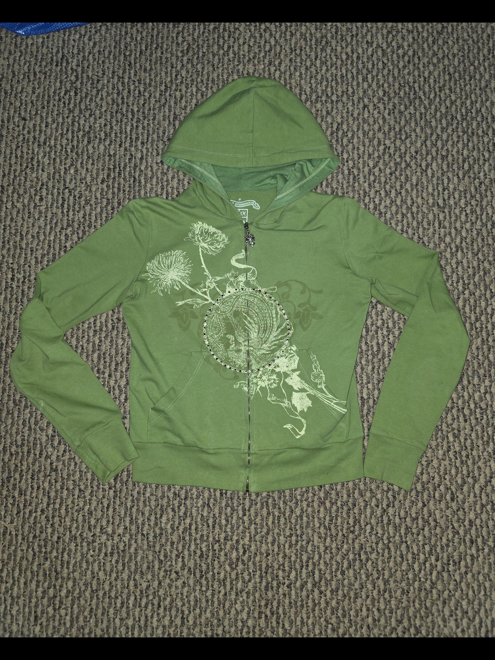 Royal Underground Olive Green Graphic Zip Hoodie